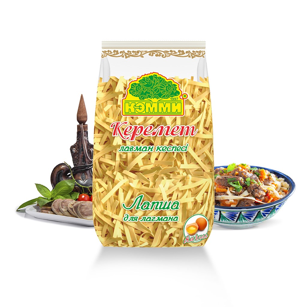 400g Kemmi Kermet Lagmann Eier-Nudel  // Лапша для лагмана "Керемет" яичная