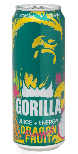 450ml GORILLA Energy Drink Dragon Fruit Pineapple // HELL Энергетический напиток Драгон Фрут-Ананас