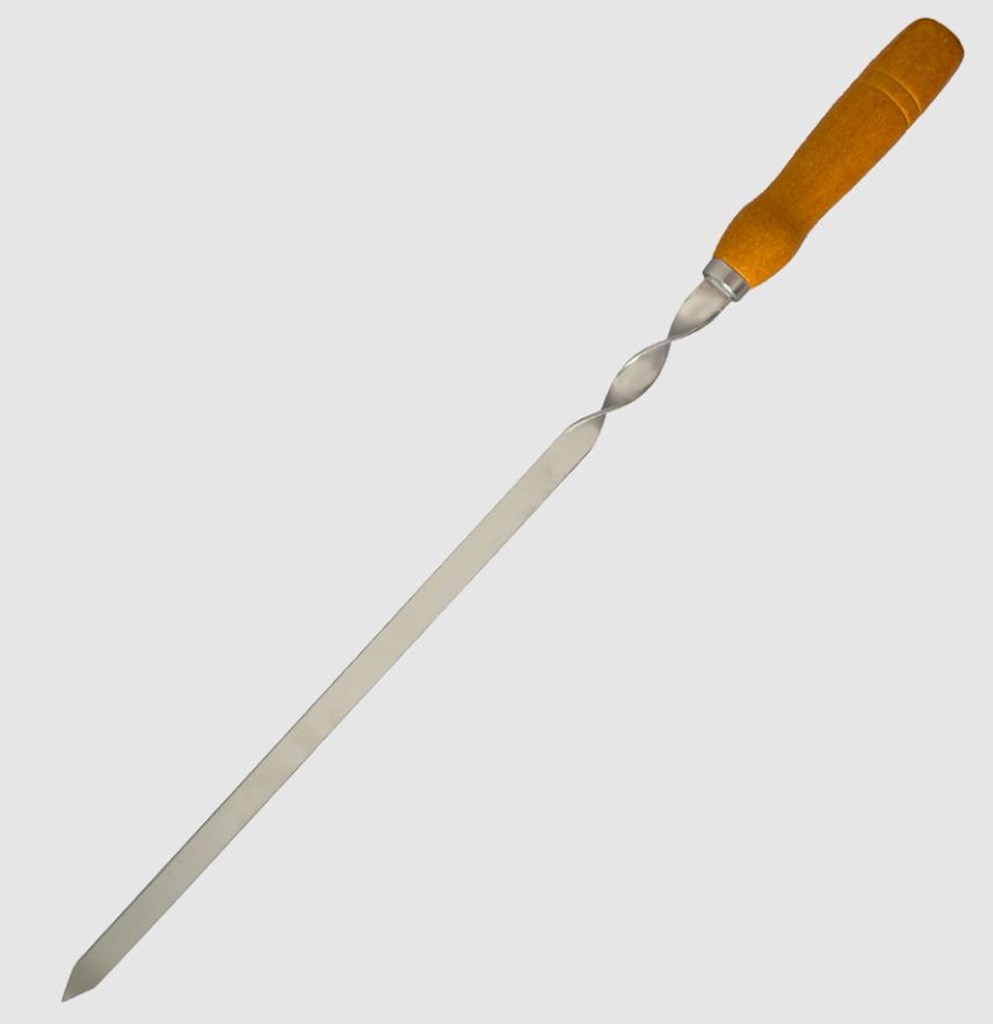 Grillspieß 70 cm mit Holzgriff 13 cm, Edelstahl 2 mm 1st // Шампур 70 см с деревянной ручкой 13 см, нержавеющая сталь 2 мм Kopie