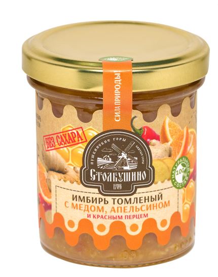 160g Stolbushino Ingwer m Honig/Sanddorn/Orange ohne Zucker  // Имбирь томленый с медом, облепихой и апельсином