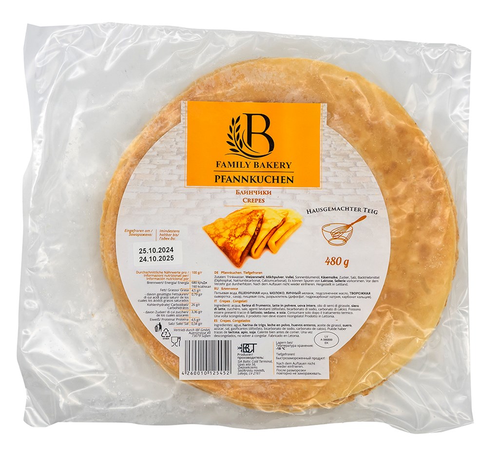 480g Pfannkuchen 8er Packung 20cm DM ohne Füllung Handgemachte Blinis Blini Crepes ohne Füllung БЛИ