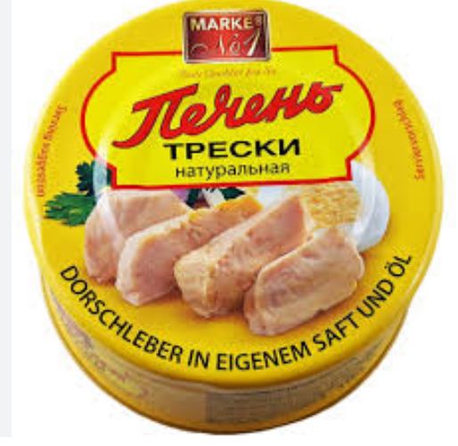 190g MN1 Dorschleber in eigenem Saft und Öl  // MN Печень трески в собственном соку