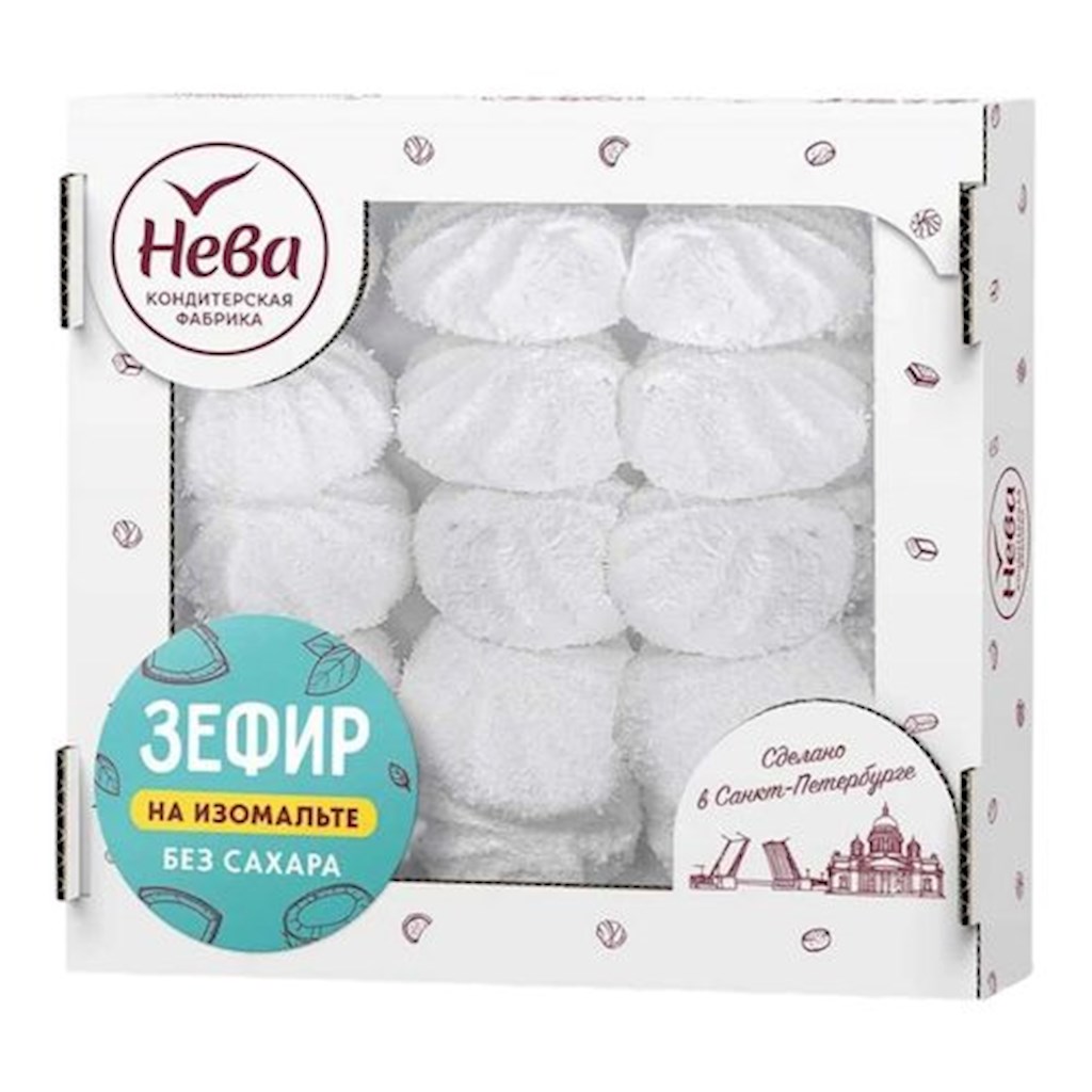 280g Neva Sevir Vanillegeschm. mit Isomalt und Kokosfl. // Зефир со вкусом ванили на изомальте в кокосовой стружке