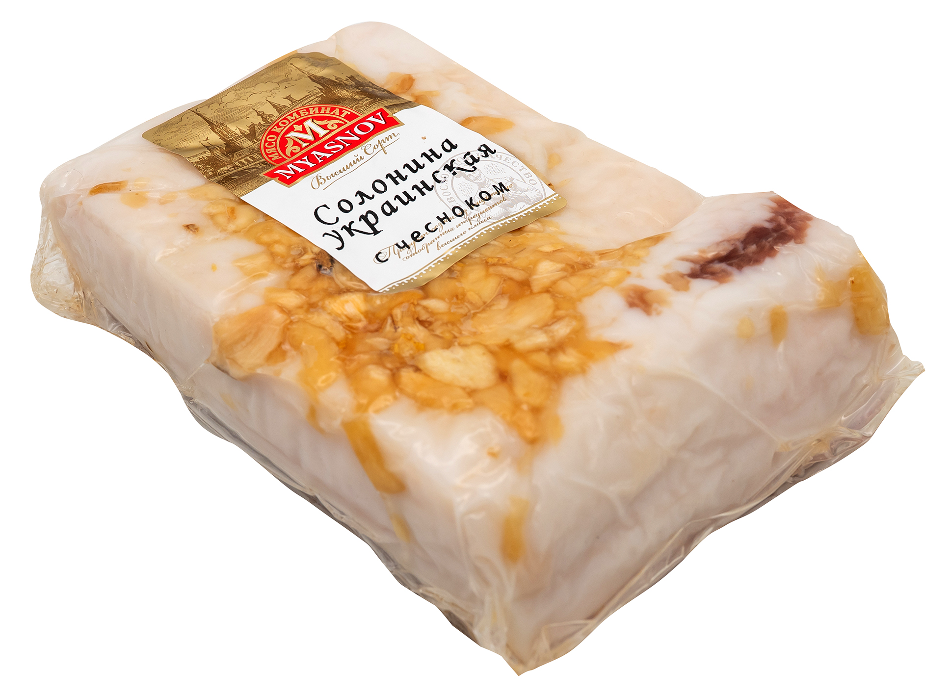 MYASNOV Speck gesalzen mit Knoblauch  ca. 600g  // Сало Солонина украинская с чесноком