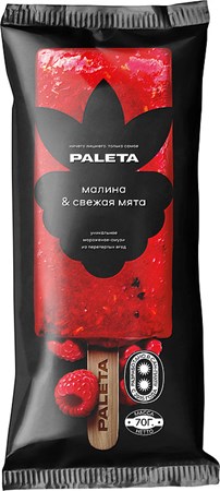 70g Paleta Eis-Dessert Himbeer-und Gartenminze // Десерт замороженный Малина + садовая мята