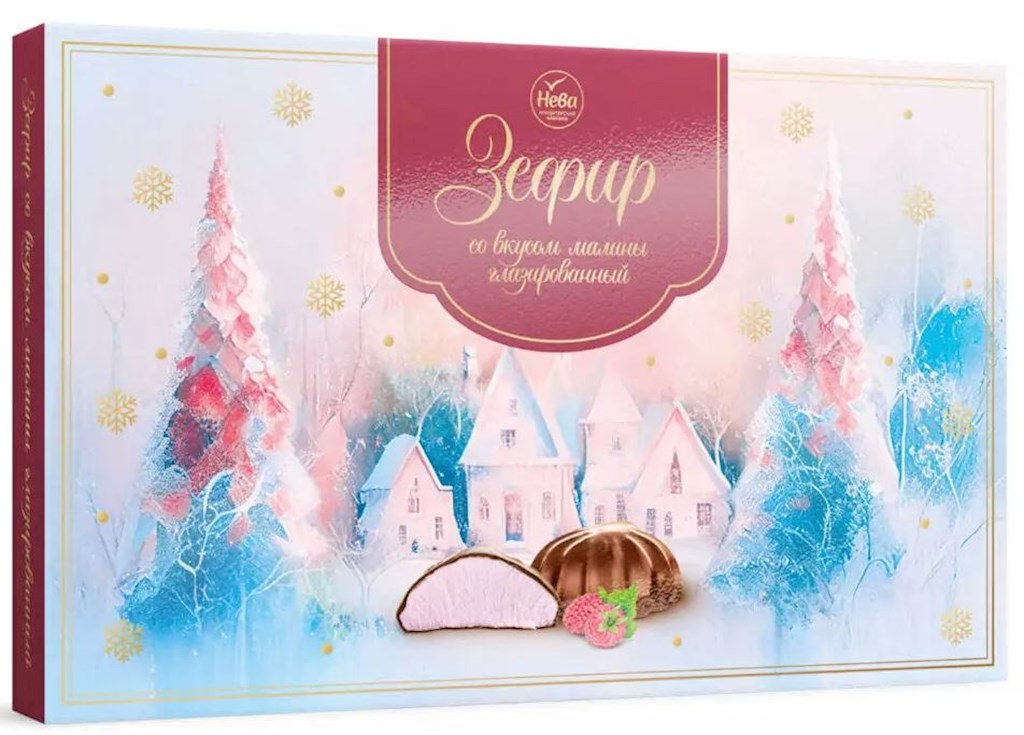260g Neva Sevir in Schokolade Himbeeregeschmack, Fichte // Зефир со вкусом малины, глазированный, Ель