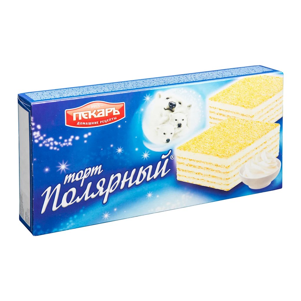 213g Krupskaja Waffeltorte "Poljar" mit Erdbeer-Sahne // Торт Полярный вафельный со вкусом клубники со сливками