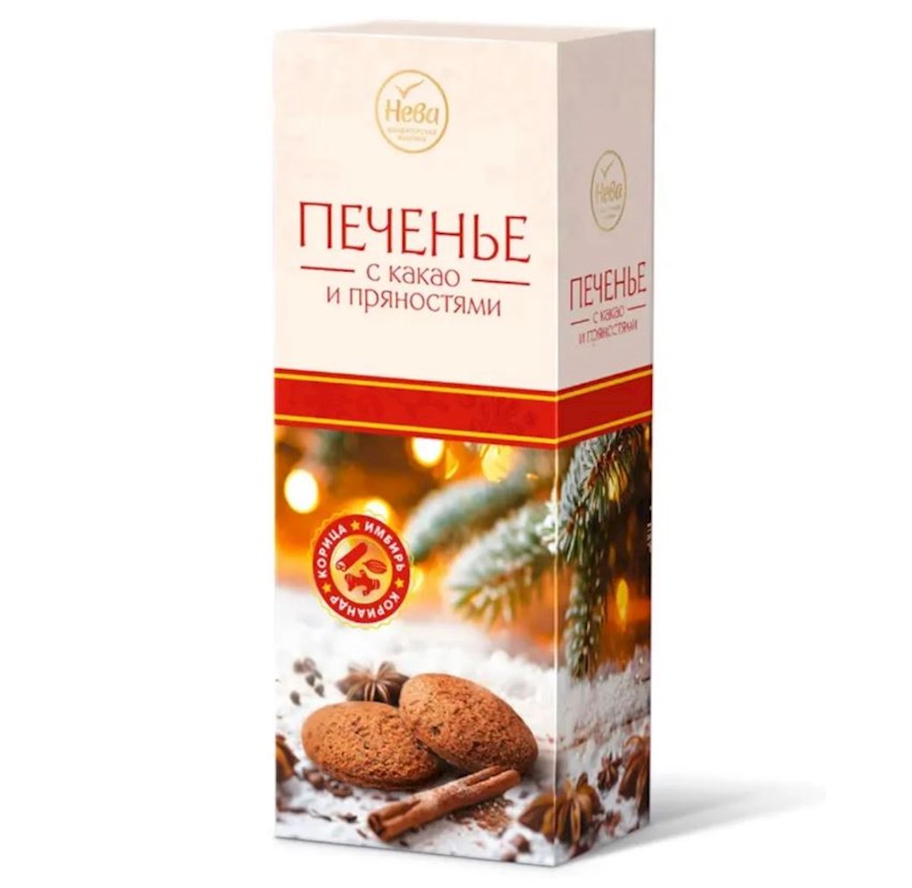 140g Neva Kleingebäck mit Kakao und Gewürze // Печенье сдобное с какао и пряностями