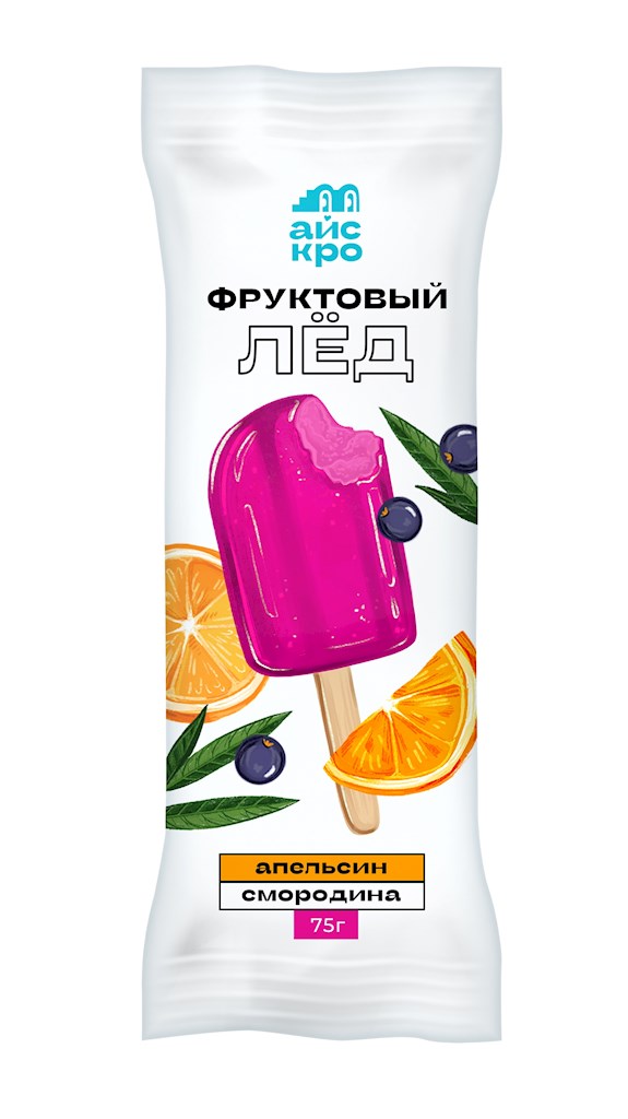 75g ICECRO Wassereis mit Orangen mit Johanniseer // фруктовый лёд «Апельсин-черная смородина»  