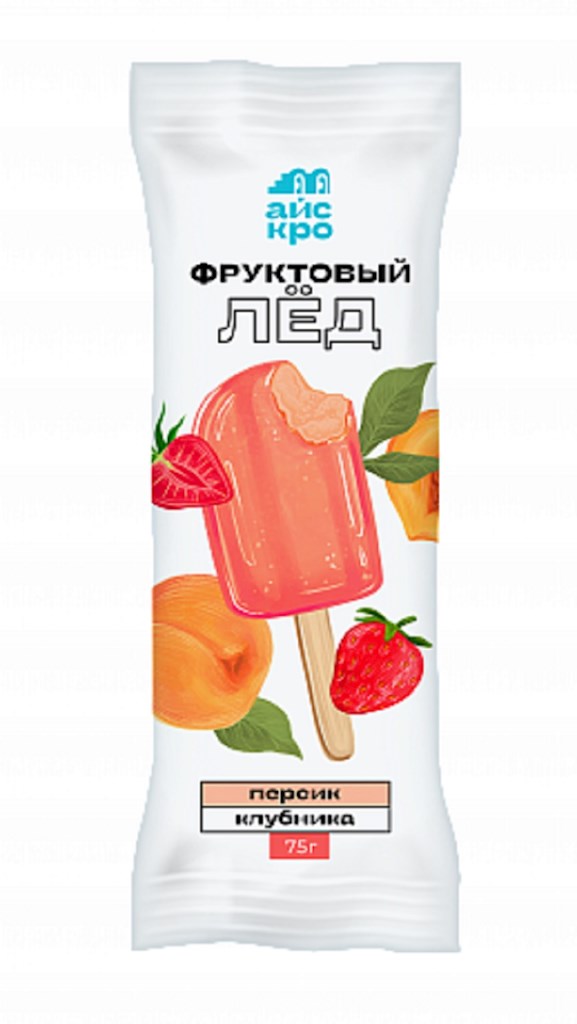 75g ICECRO Wassereis mit Pfirsichpüree/Erdbeerepüree // фруктовый лёд «Персик-клубника»  