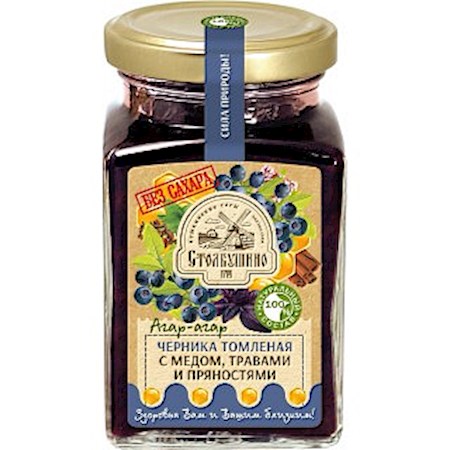 250g Stolbushino Heidelbeeren m Honig/Kräutern oh Zucker // Черника томленая с мёдом, травами и пряностями 