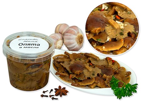 350g Stockschwäm. in Oel/Knoblauch // Опята в масле /чесноком