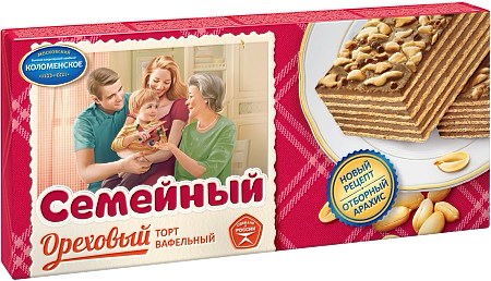 230g Waffeltorte Semeyniy mit Erdnüssen // Коломенский Торт вафельный Семейный «Ореховый»