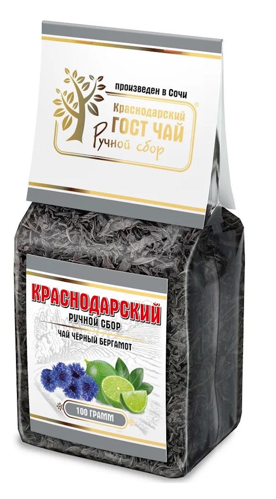 100g KrasnodarGostTee Schwarzer Tee „Bergamotte“  // Черный чай «Бергамот»