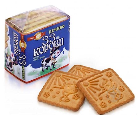 55g BS 33 Korovi Zuckerkekse mit Rahmgeschmack // Печенье со вкусом Сметаны