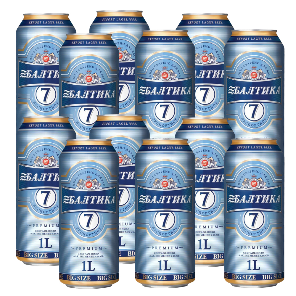 12X0,9L HELLES BIER BALTIKA Nr.7 PREMIUM EXPORT Alc.5,4% Dose inkl. Pfand ПИВО СВЕТЛОЕ