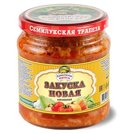 460g Semiluki Gemüsezubereitung Novaja, Fertiggericht // Oвощная Закуска Новая