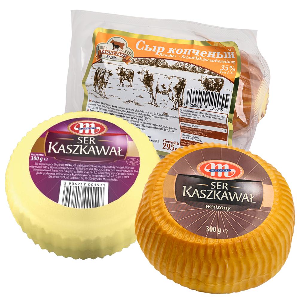 Käse-Set 3 teilig Schmelzkäse Räucherkäse Kaschkaval Klassik Kačkavalj Kashkaval