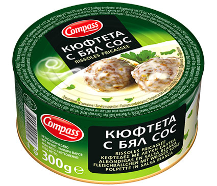 300g Compass Fleischbällchen mir weisser Sosse Кюфтета с бял сос Fleischkonserve Hackfleisch