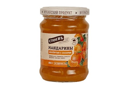 280g Stoev Brotaufstrich Mandarinen mit Zucker // Мандарины протертые с сахаром 