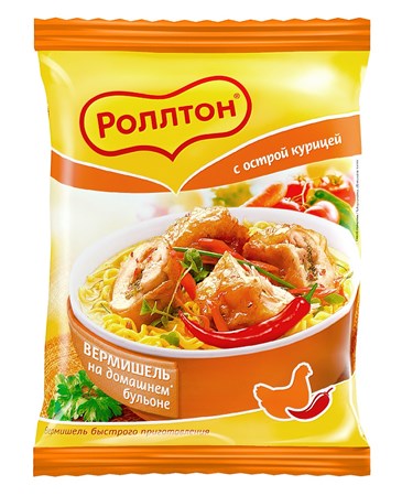 60g Rollton Nudel mit Hähnchengeschmack, scharf  // Вермишель вкус курицы, острая 