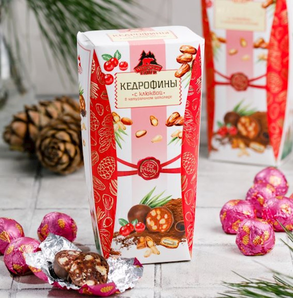 150g Terr.Taigi Pralinen„Cedrofins“m Cranberry ohne Zucker // "Кедрофины" с клюквой в натуральном шоколаде 