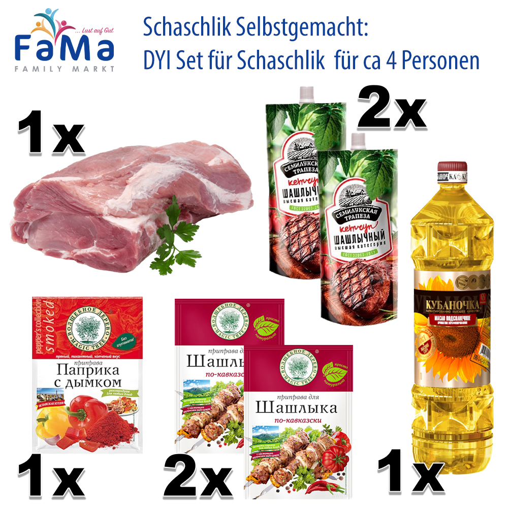 Schaschlik Selbstgemacht: DYI Set für Schaschlik für ca4 Personen // Домашний шашлык: набор для шашлыка
