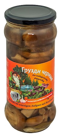 530g YES! Pilze Shiitake mit Knoblauch  // Грузди  черные в чесночном рассоле 