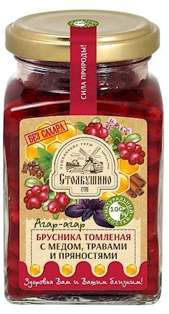 250g Stolbushino Preiselbeeren m Honig/Kräutern oh Zucker // Брусника томленая с мёдом, травами и пряностями