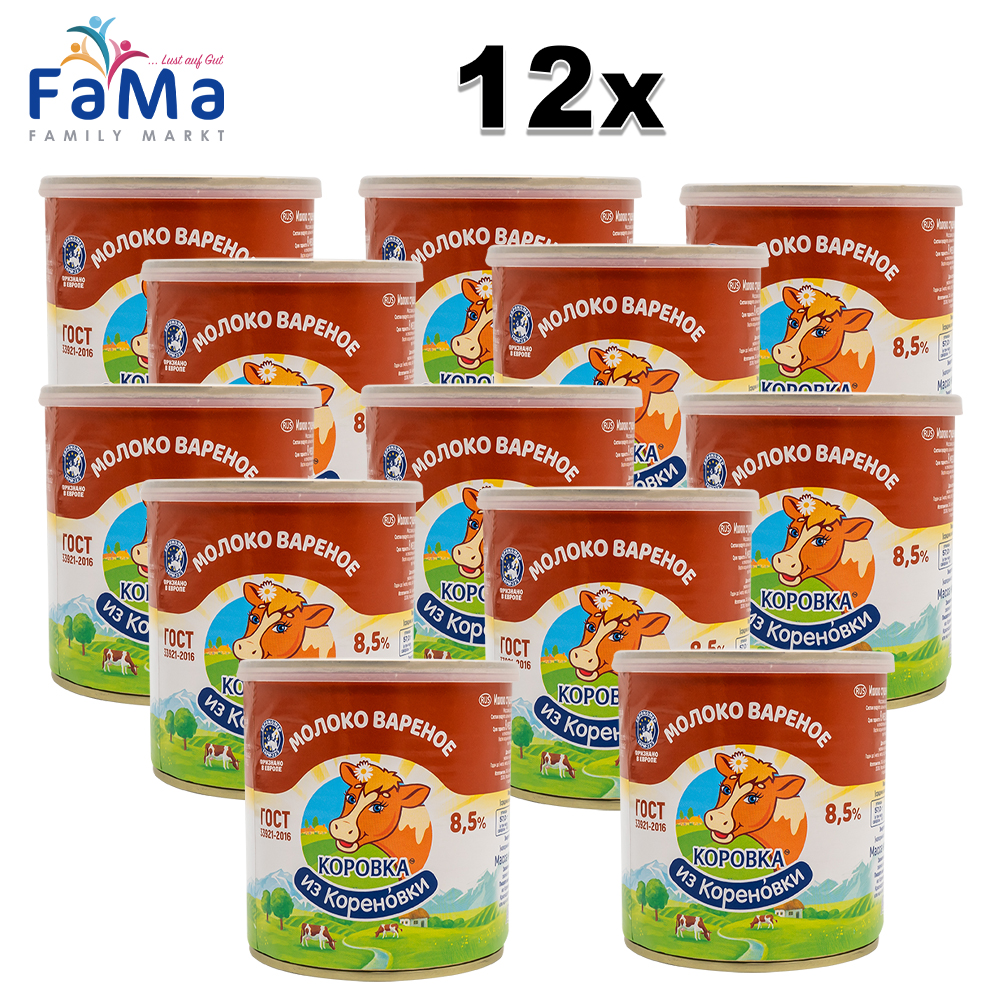 12x 360g KiK Kondensmilch gezuckert karamellisiet 8,5% Fett aus Vollmilch//Варенка сгущенка вареная