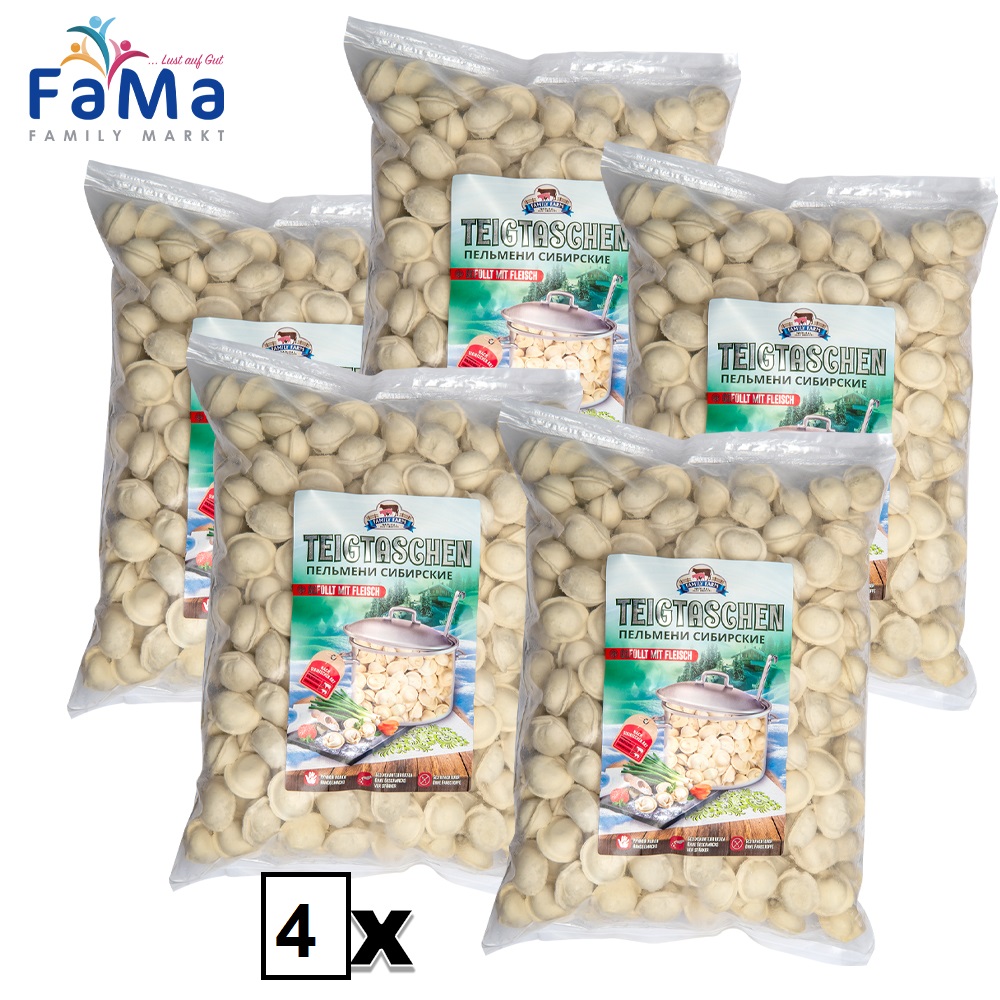 8kg Pelmeni Sibirskie Rind & Schwein Teigteischen mit Fleischfüllung Sibirskie 4*2kg