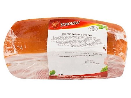 400g Sokolow SCHWEINEBAUCH BOCZEK PARZONY БЕКОН ПОЛЬСКИЙ ДЕЛИКАТЕС