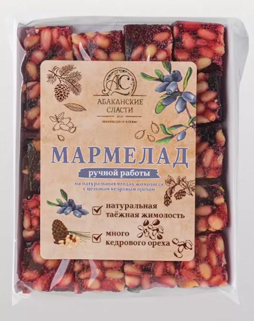 200g Abakan.Slasti Heckenkirschmarmelade mit Pinienkernen // Мармелад из жимолости с кедровым орехом