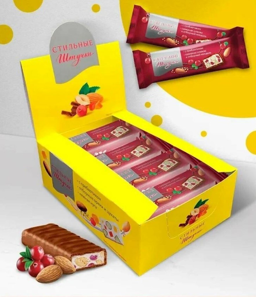 60g Stilnie Stuchki Nougat Mandeln/Preiselbeeren/MSchoko // Нуга с миндалем и клюквой в молочном шоколаде