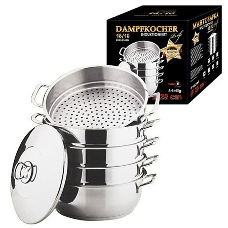 Dampfkocher 28 cm 6Tlg; Edelstahl 18/10 , Metallgriffe // Пароварка 28 см