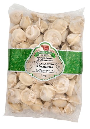 Family Farm Pelmeni Mama`s handgemacht  Schweinefleisch// Family Farm Пельмени Мамины ручной лепки свинина 1кг  