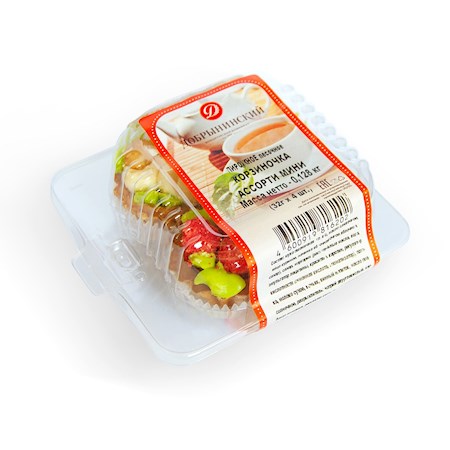 128g Törtchen mit Eiweißkreme mini // Добрынинский Корзиночки Ассорти мини