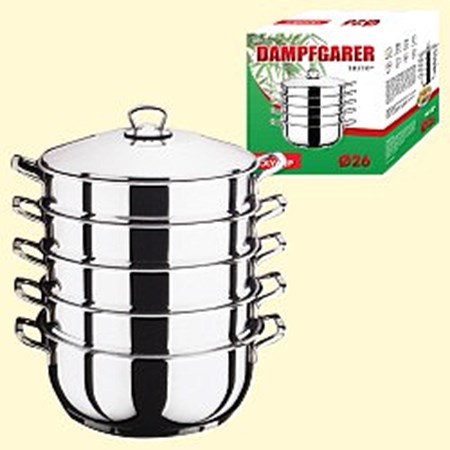 Dampfkocher 26 cm 6Tlg; Edelstahl, mit Metallgriffen // Пароварка 26 см