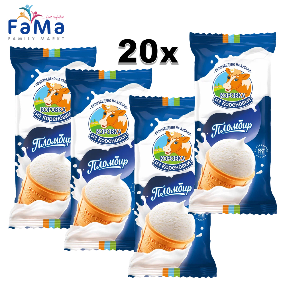 2kg KiK Eis Plombir  aus Sahne 20X100g // КИК Мороженое Пломбир в вафельном стаканчике 