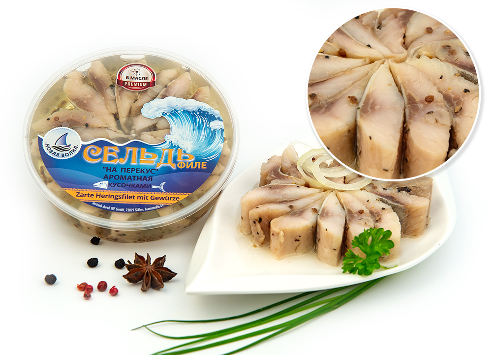 260g Heringfilets pikant mit Gewürzen Novaja Volna