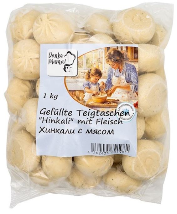 1 kg Spasibo Mama Hinkali mit Fleisch und Kräuter  //Спасибо Мама Хинкали с мясом и зеленью