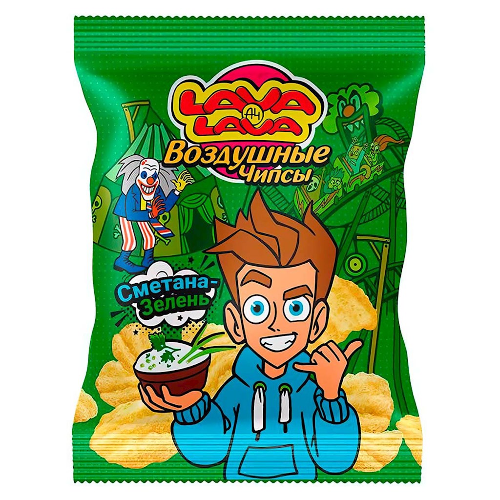 50g Lava Lava luftige Kartoffelchips mit Sauerrahm-Kräut// Воздушные Картофельные Чипсы со вкусом Сметаны и Зелени 