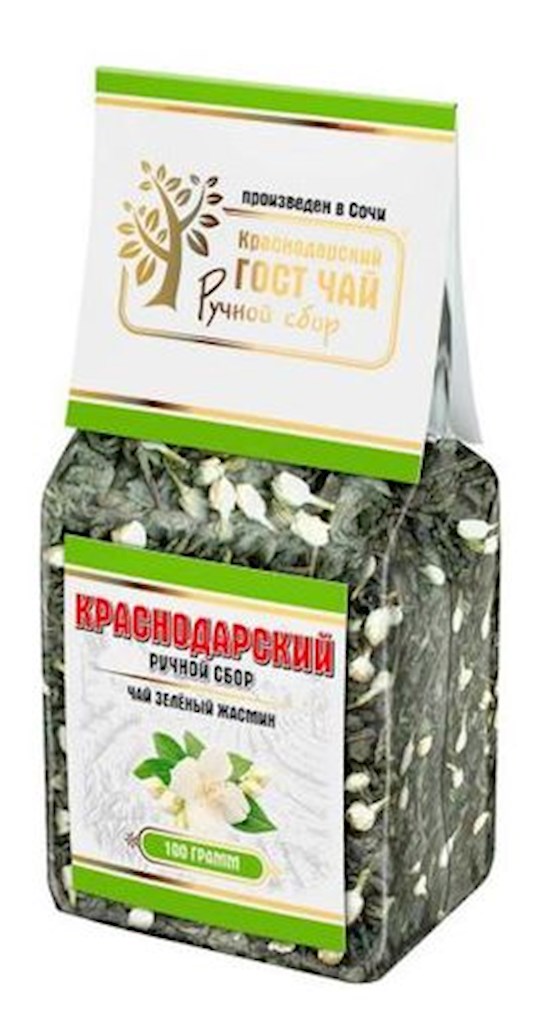 100g KrasnodarGostTee Grüner Tee „Jasmin“  // Зеленый Чай  «Жасмин»