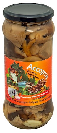 530g YES! Pilze Assorti mit Knoblauch // Грибное ассорти в чесночном рассоле