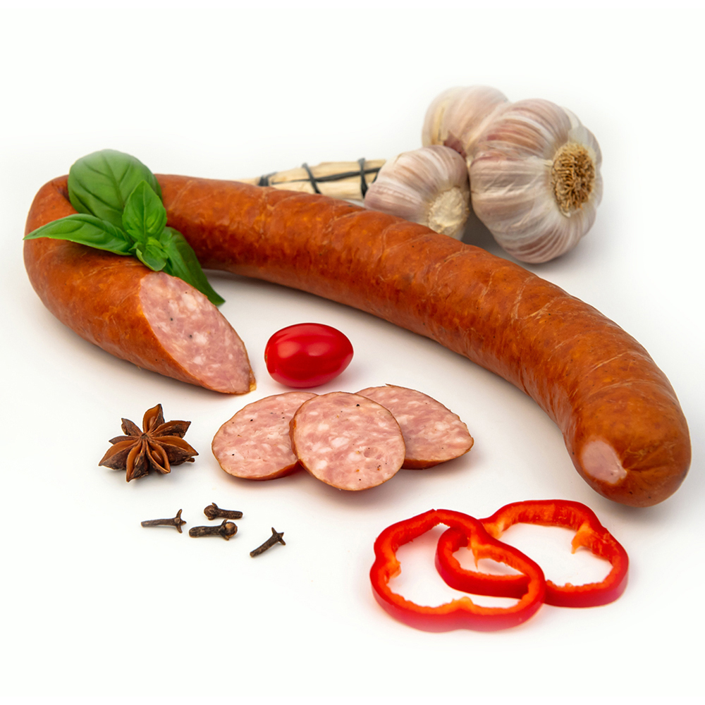 Landwurst Typ Krakauer mittelgrob ca. 400g Geräuchert und gebacken