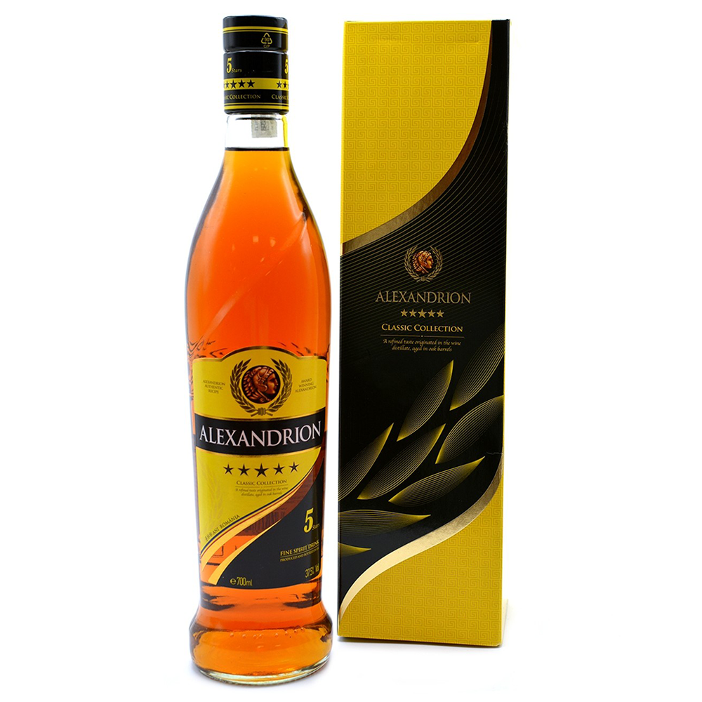0,7 Liter Alexandrion 5 STERNE Classic Collection Alc.37,5% Vol. Flaschenkarton РУМЫНСКИЙ КОНЬЯК