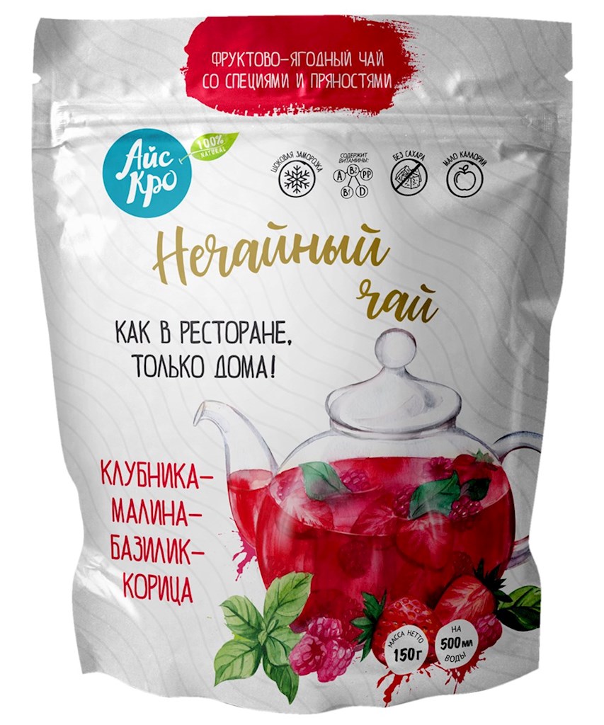 150g ICECRO  Früchtemischung aus Himbeere, Erdbeere  // Малино-клубничный чай с базиликом и корицей