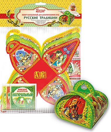 10St Osterset Rus.Trad (3Eierbox.+6Thermoetik+1Ei-Farbe) // Пасхальный набор «Русские Традиции»