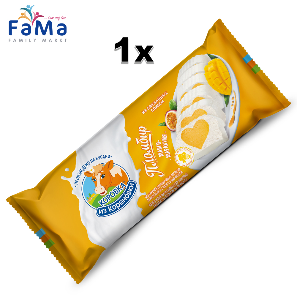 400g KiK Eiscreme Vanille-Mango/Maracuja // КИК Мороженое двухслойное ваниль- манго/маракуйя