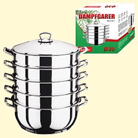 Dampfkocher 30 cm 6Tlg; Edelstahl, mit Metallgriffen // Пароварка 30см